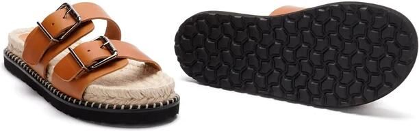 Castañer Karamelbruine Dubbele Band Platte Schoenen