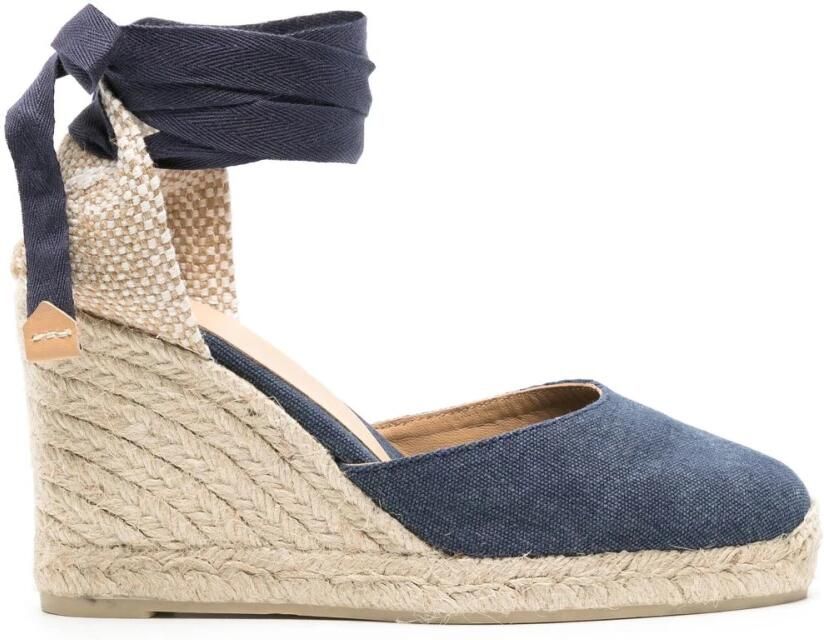 Castañer Handgemaakte sleehak espadrilles met lint Blue Dames
