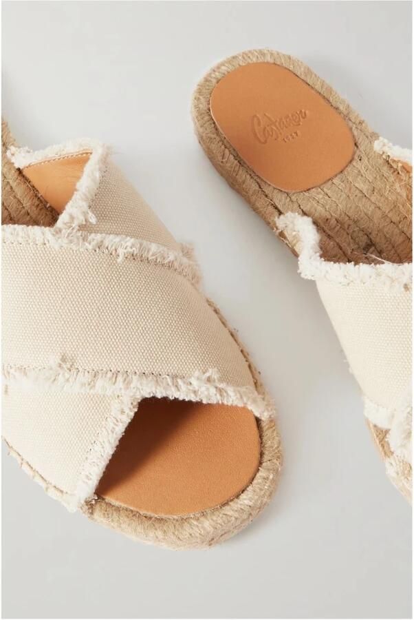 Castañer Metallic Linen Sandalen met Gekruiste Bandjes