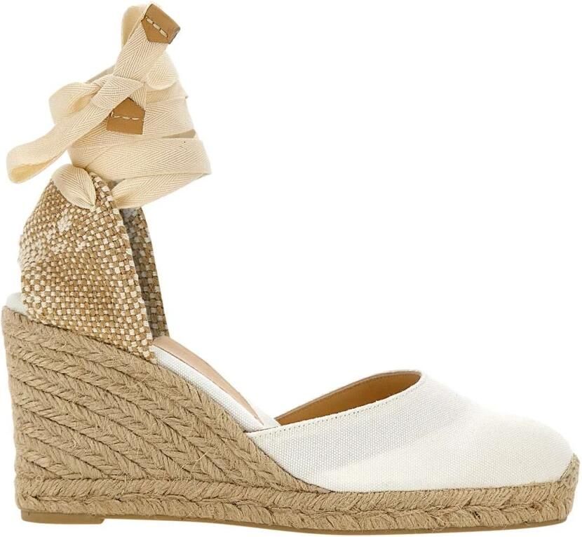 Castañer Carina -katoenen espadrilles met striksluiting en 9 cm sleehak. - Foto 3