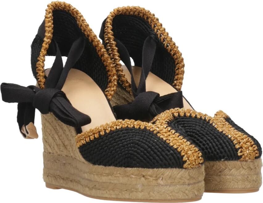 Castañer Coeur espadrilles met onze iconische stiksels op de hielkap 11 cm sleehak en dubbele platform.