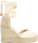 Castañer Chiara sateen espadrilles met striksluiting en 11 cm sleehak met dubbele platform. - Thumbnail 1
