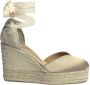 Castañer Chiara sateen espadrilles met striksluiting en 11 cm sleehak met dubbele platform. Beige Dames - Thumbnail 15