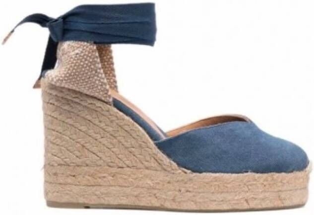 Castañer Katoenen Canvas Sleehak Espadrilles Blue Dames