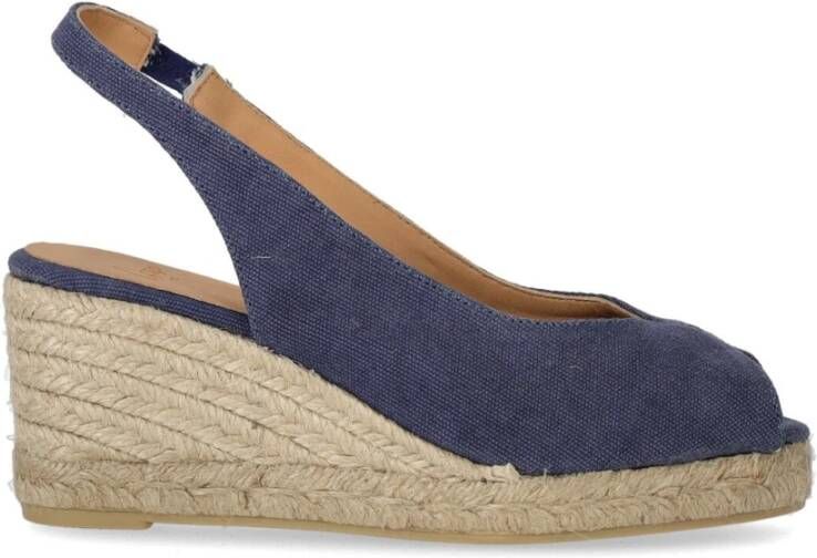 Castañer Denimblauwe Espadrille met Sleehak Blue Dames