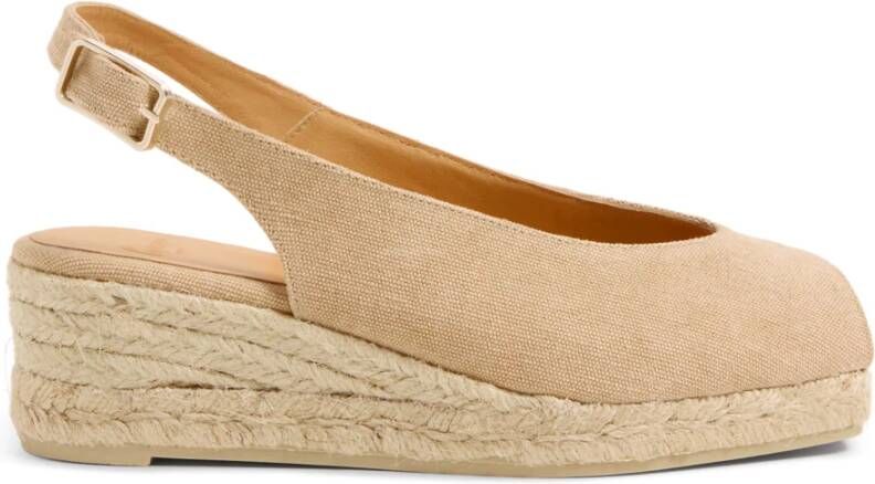 Castañer Canvas Sleehak Espadrilles met Open Neus Beige Dames