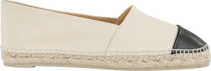 Castañer Ecru Katoenen Espadrilles met Leren Neus