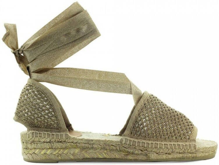 Castañer Beige Zool Sleehak Sandalen met Lurex Details Yellow Dames