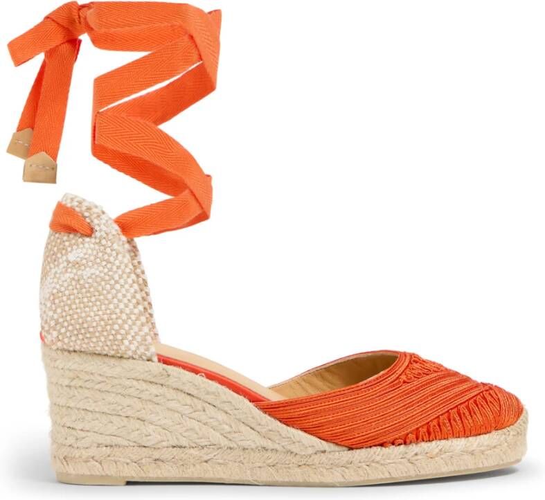 Castañer Espadrilles met 7 cm sleehak. Orange Dames