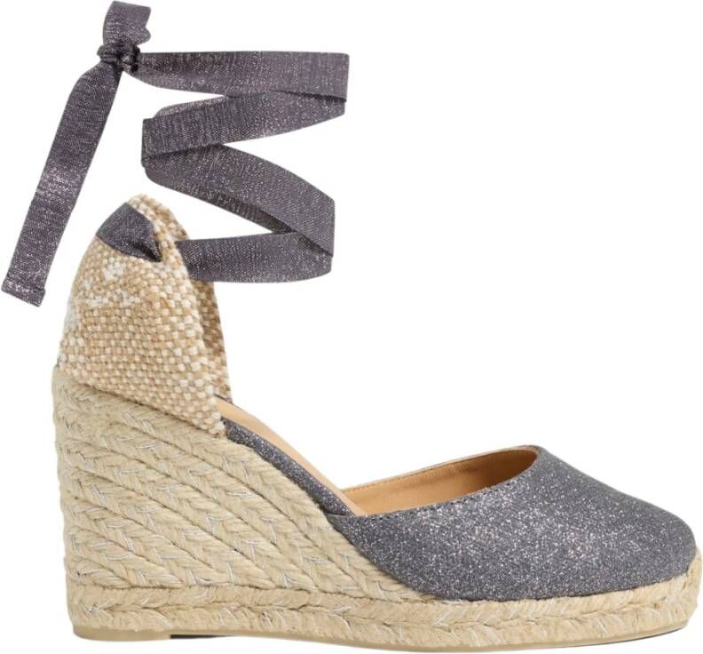 Castañer Carina Wedge Espadrilles met Glitterdetail Gray Dames