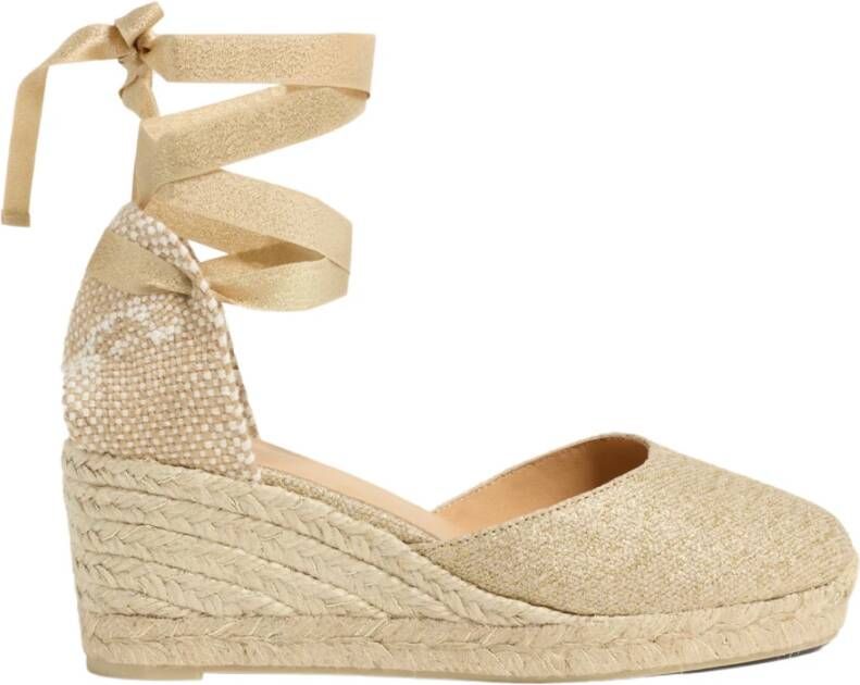 Castañer Carina 6 Sleehak Espadrilles Beige Glitter Brown Dames