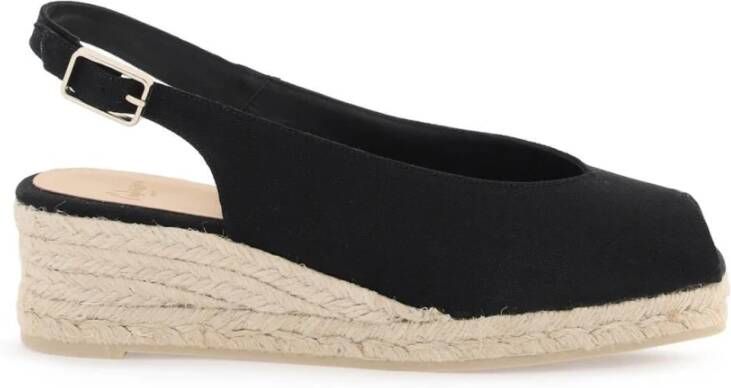 Castañer Espadrilles met Vierkante Neus en Verstelbare Band Black Dames