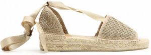 Castañer Beige Zool Sleehak Sandalen met Lurex Details Geel Dames