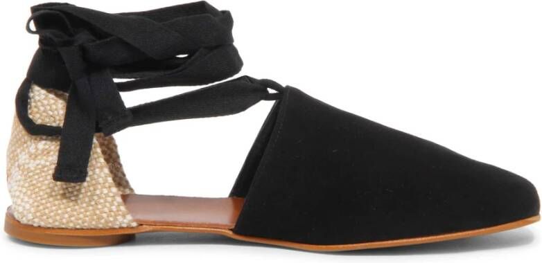Castañer Stijlvolle zwarte leren espadrilles Ss23 Black Dames