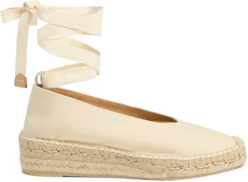Castañer Gea -katoenen espadrilles met striksluiting en 2 cm hak.