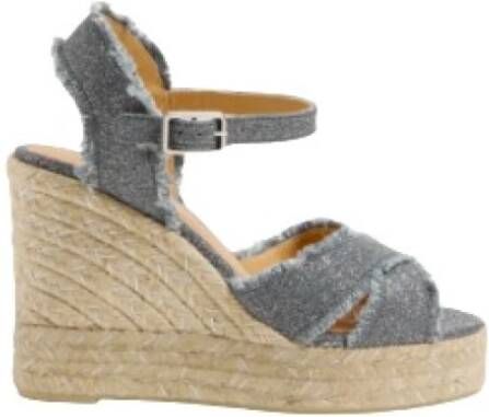 Castañer Gekruiste Band Donkergrijs Zilver Espadrille Gray Dames