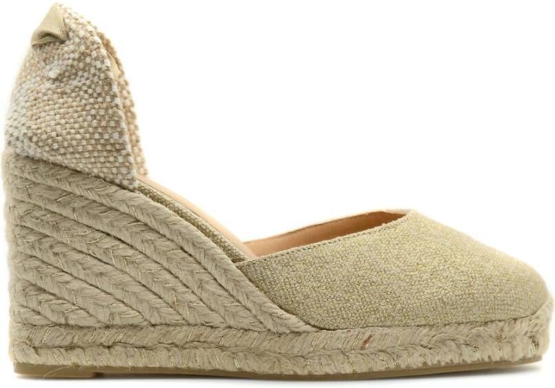 Castañer Beige Espadrille Sandalen met Raffia Sleehak Beige Dames