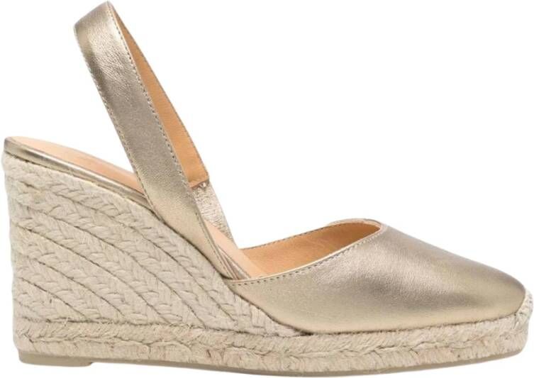 Castañer Gouden Espadrille Sleehak Sandalen