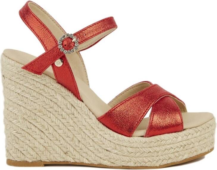 Castañer Gouden Espadrille Sleehakken Red Dames