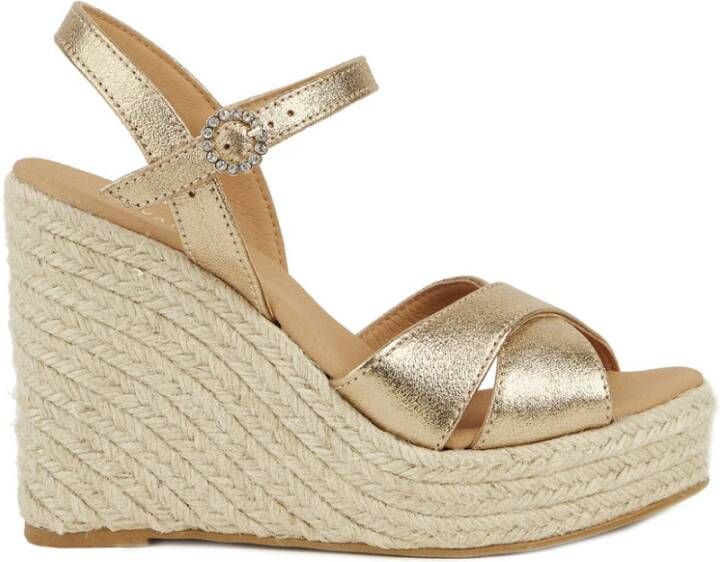 Castañer Gouden Espadrille Sleehakken Yellow Dames