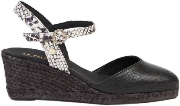 Castañer Gouden sleehak espadrilles handgemaakt in Spanje Black Dames