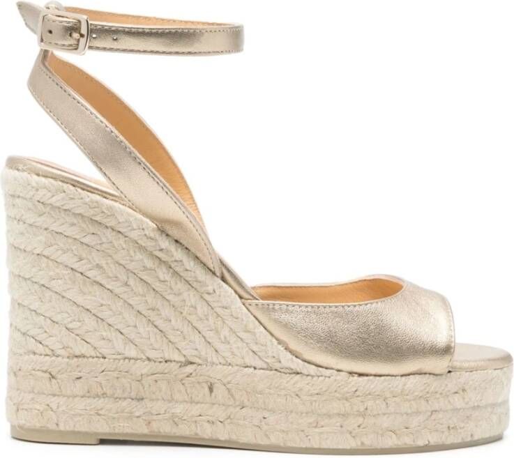 Castañer Gouden sleehak sandalen met enkelband