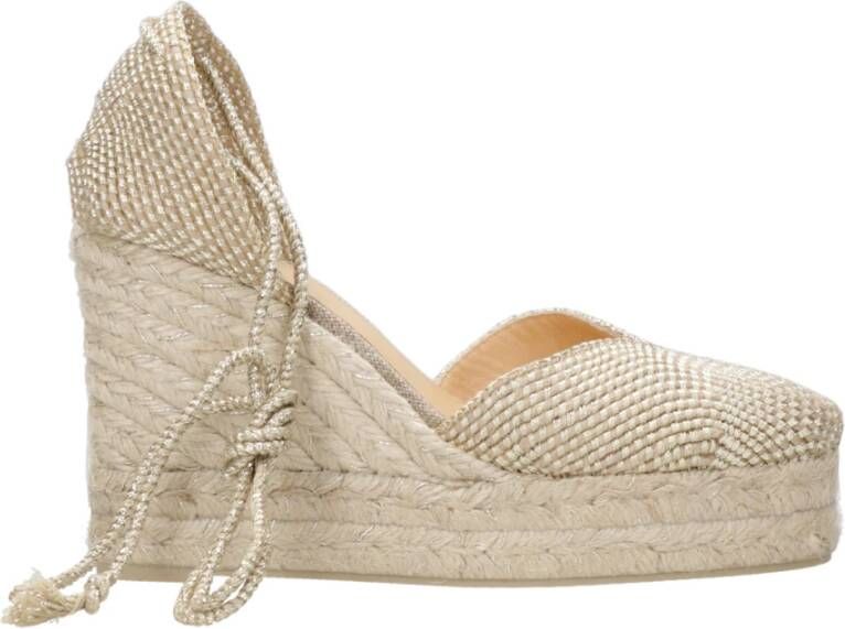 Castañer Gouden sleehak sandalen met touwdetail