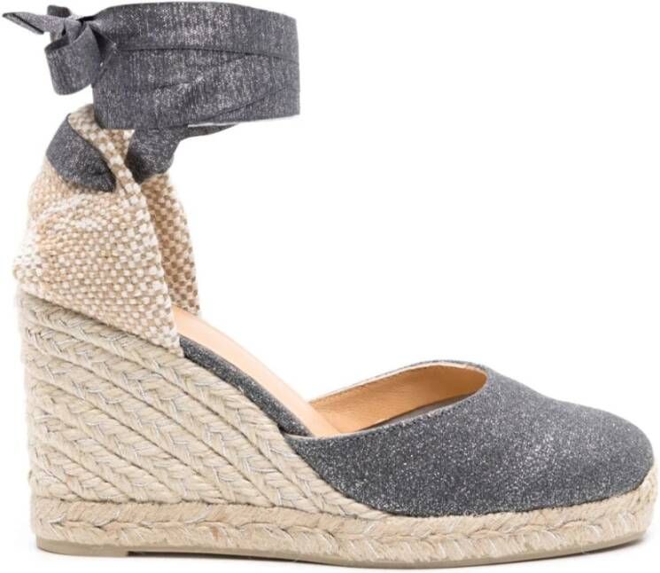 Castañer Grijze Glitter Sandalen met Sleehak Gray Dames