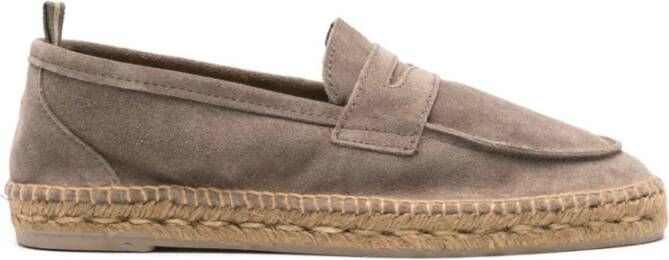 Castañer Grijze platte loafers met gevlochten zool