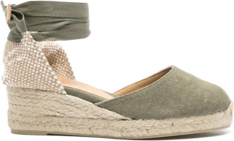 Castañer Groene platte schoenen met enkelband