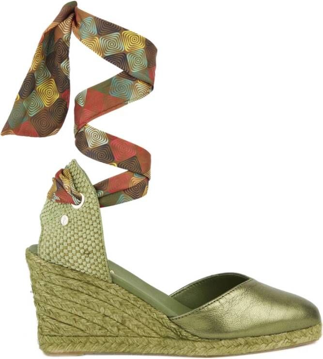 Castañer Groene Sleehak Espadrilles Yellow Dames