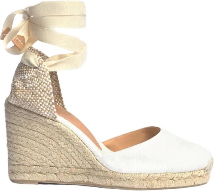 Castañer Witte Espadrille Sneakers met Enkelveters White Dames