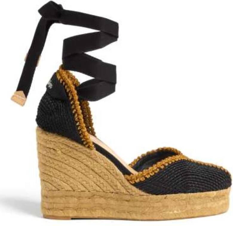 Castañer Handgemaakte Espadrilles Coeur in Zwart en Goud Black Dames