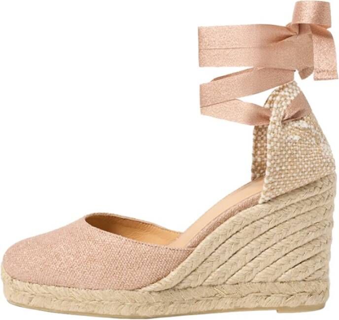 Castañer Handgemaakte Metallic Linnen Espadrilles Pink Dames