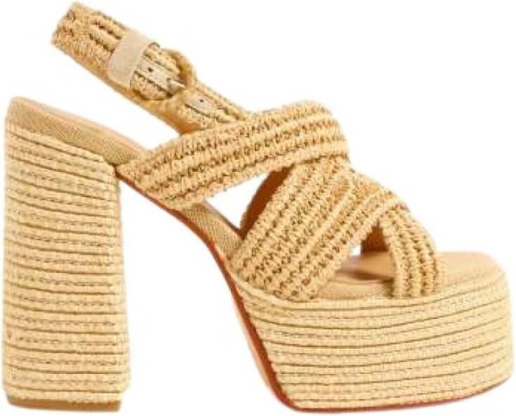 Castañer Handgemaakte natuurlijke raffia sandalen Beige Dames