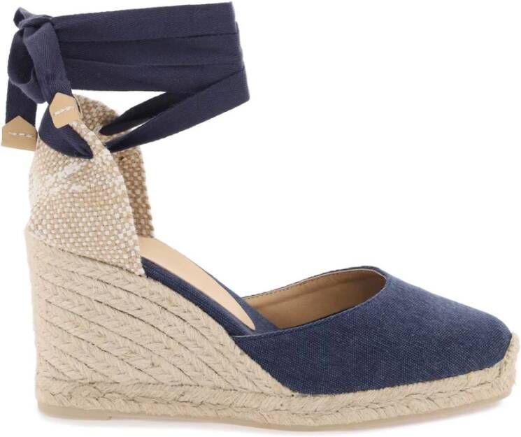 Castañer Handgemaakte sleehak espadrilles met lint Blue Dames