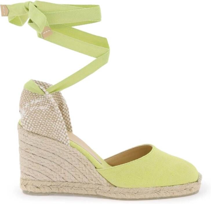 Castañer Handgemaakte sleehak espadrilles met lintbinding Yellow Dames