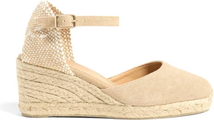 Castañer Hoge Wig Ivoor Espadrilles Sandalen Beige Dames