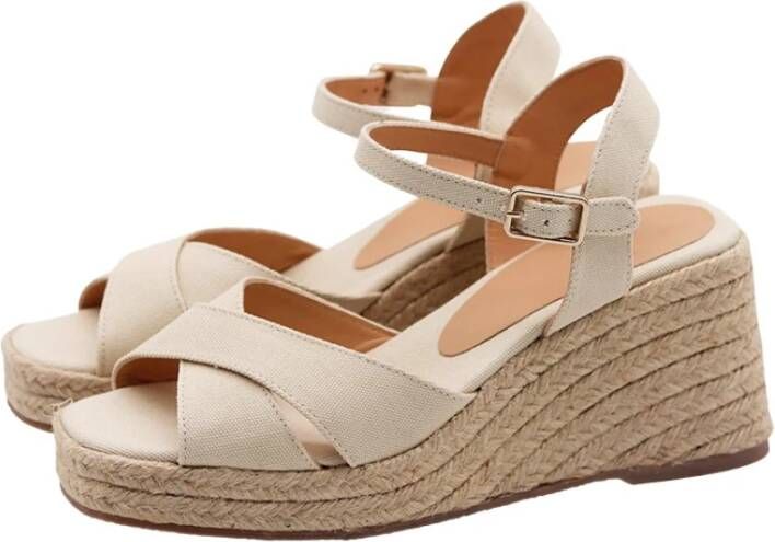 Castañer Ivoor Canvas Sleehak Espadrilles Beige Dames