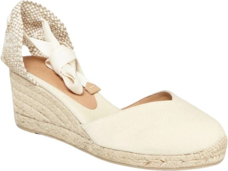 Castañer V-vormige Canvas Sleehak Espadrilles Beige Dames