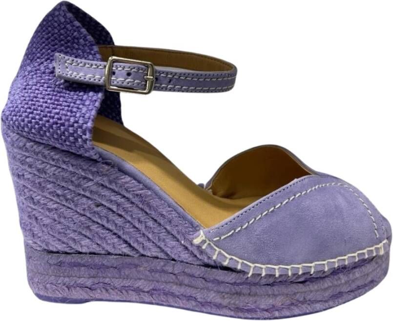 Castañer Lavendel Wedge Espadrilles met Cut-out Purple Dames