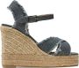 Castañer Bromelia metallic-linnen espadrilles met enkelbandje met zij metalen gesp en 11 cm sleehak. Gray Dames - Thumbnail 1