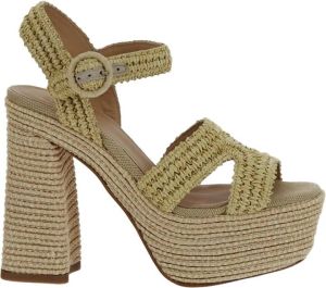 Castañer Luxe Raffia Hoge Hak Sandalen Beige Dames