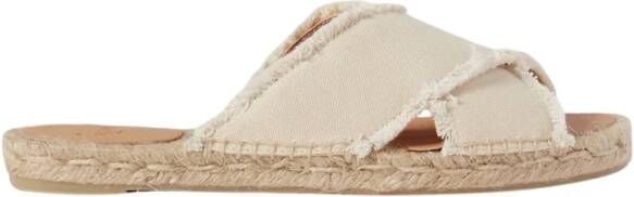 Castañer Metallic Linen Sandalen met Gekruiste Bandjes