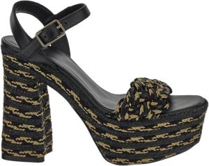 Castañer Modieuze Raffia Hoge Hak Sandalen Zwart Dames