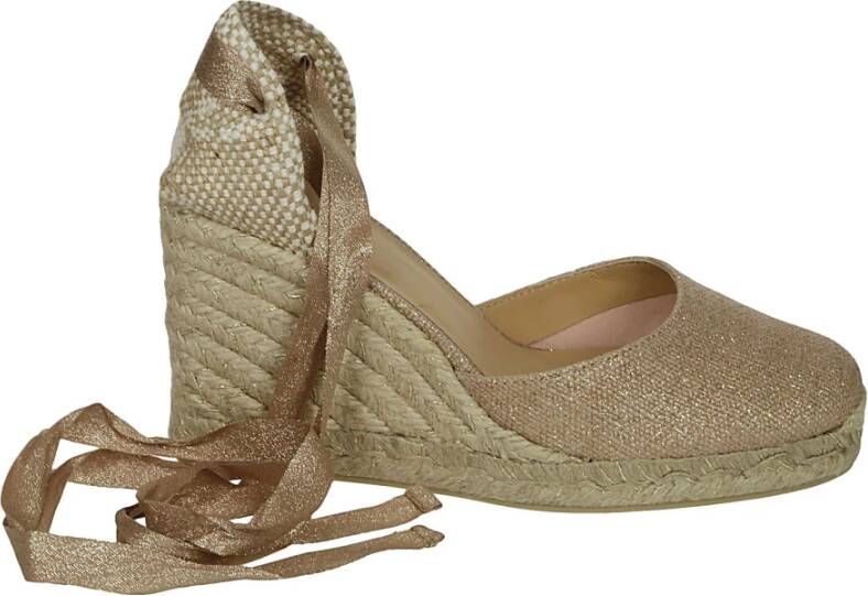 Castañer Handgemaakte Metallic Linnen Espadrilles Pink Dames