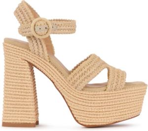 Castañer Natuurlijke Raffia Hoge Hak Sandaal Beige Dames