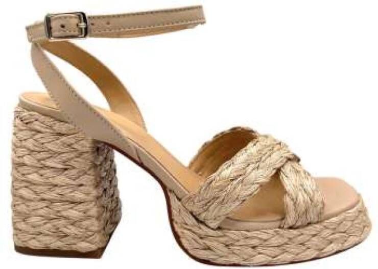 Castañer Natuurlijke raffia sandaal met enkelband