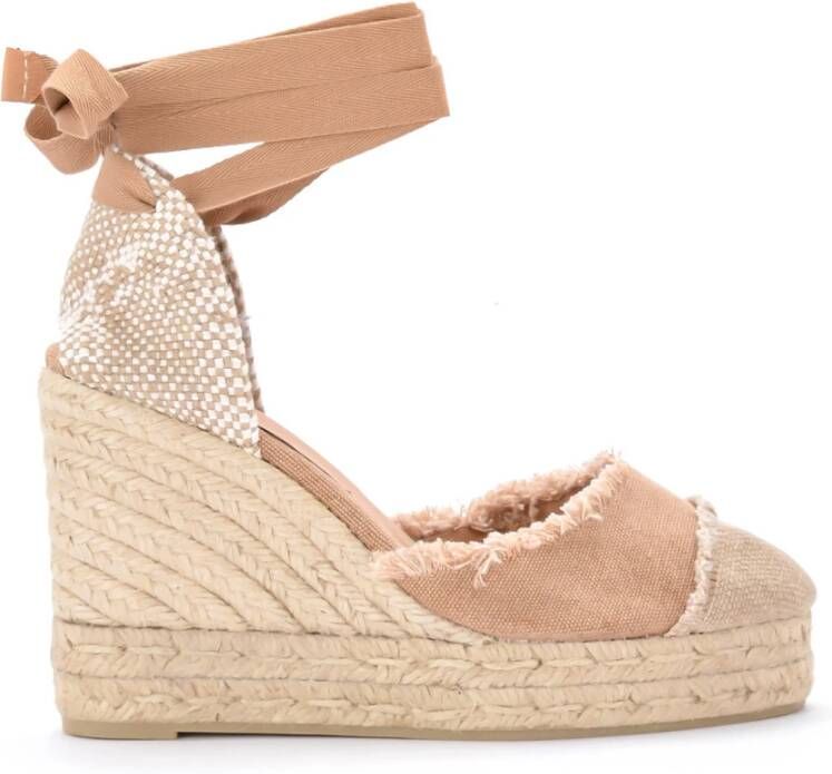 Castañer Natuurlijke Wedge Sandaal Catalina in Linnen Beige Dames