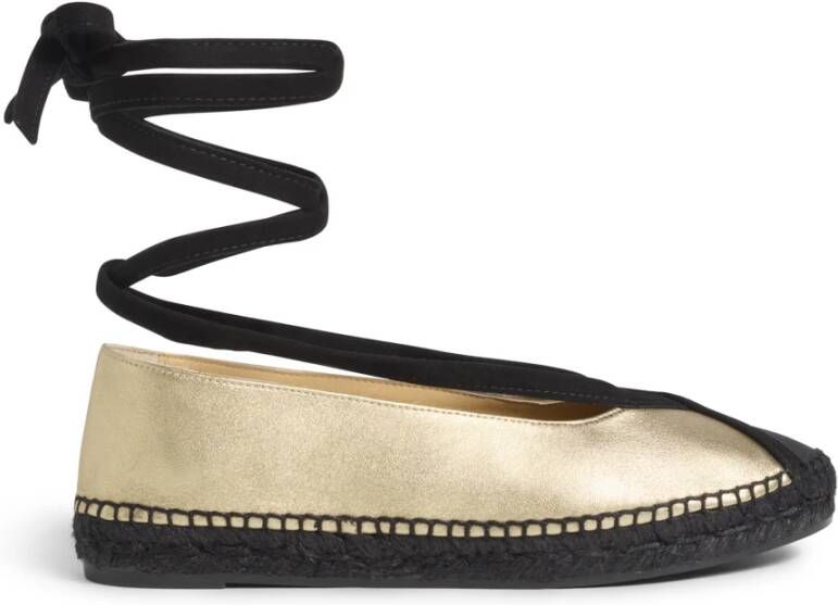 Castañer Ontworpen door Casilda se casa. Sancha ballerina-stijl metallic leren espadrilles met striksluiting.